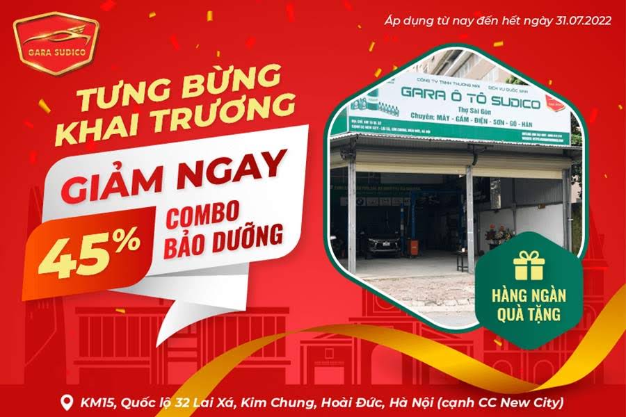 Tưng bừng khai trương - Giảm ngày 45% combo bảo dưỡng cùng hàng ngàn quà tặng